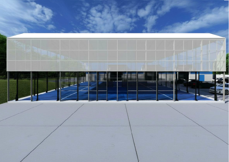 Clear Span Courts canopy exterior view small Clear Span Courts canopy exterior view small